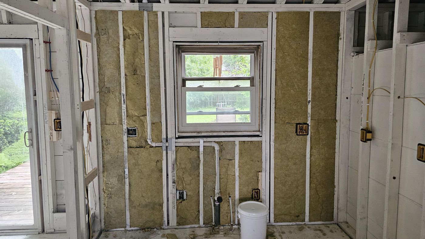 Kitchen rough-in: new wiring, plumbing and insulation